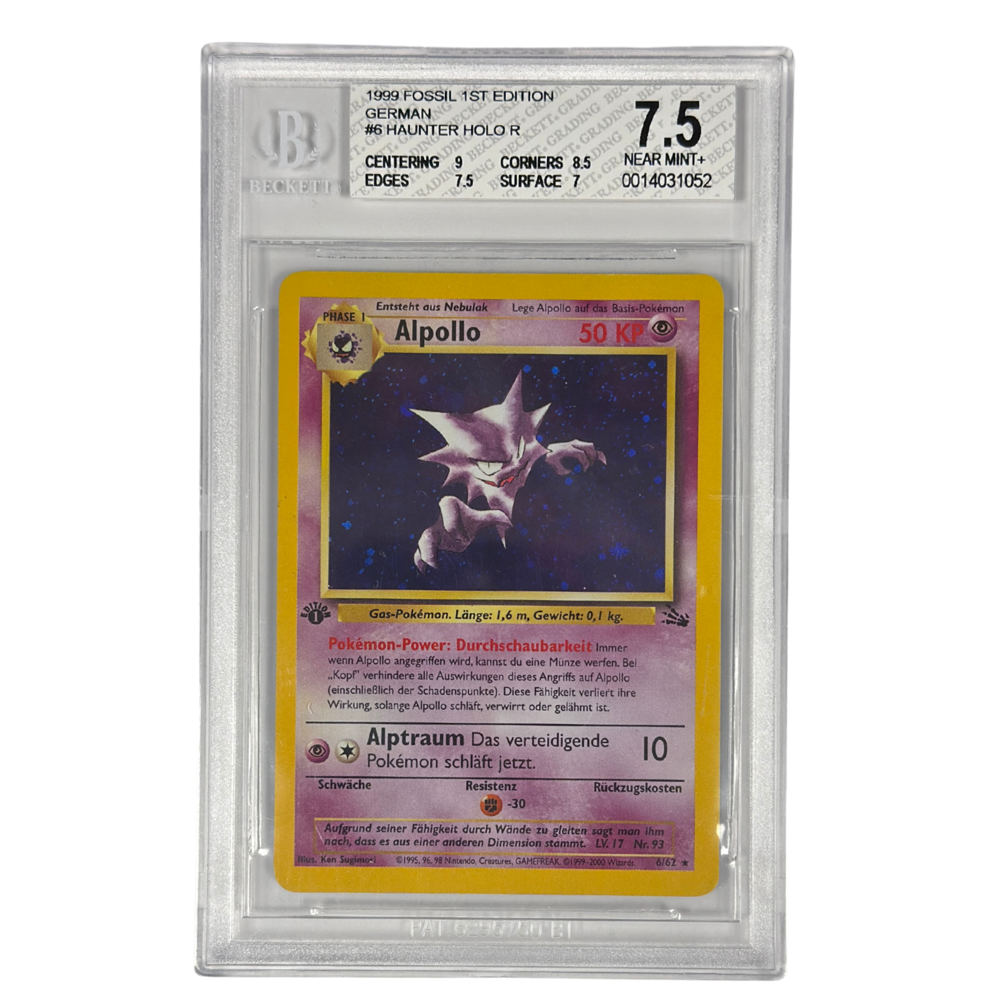Pokémon - Haunter Holo #6/62 (Fossil 1st Edition) – BGS 7.5 Near Mint+