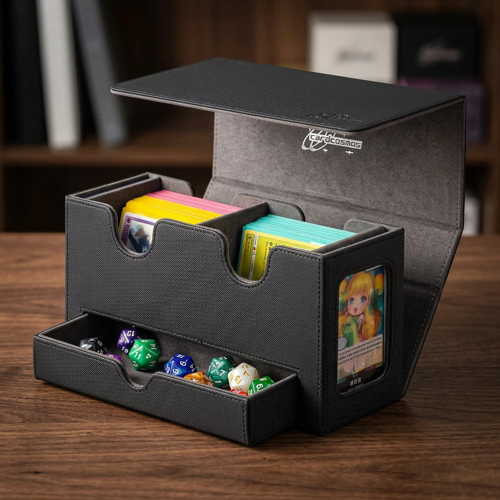 cardcosmos - Boîte de deck premium 200+ Plateau à Dés Noir