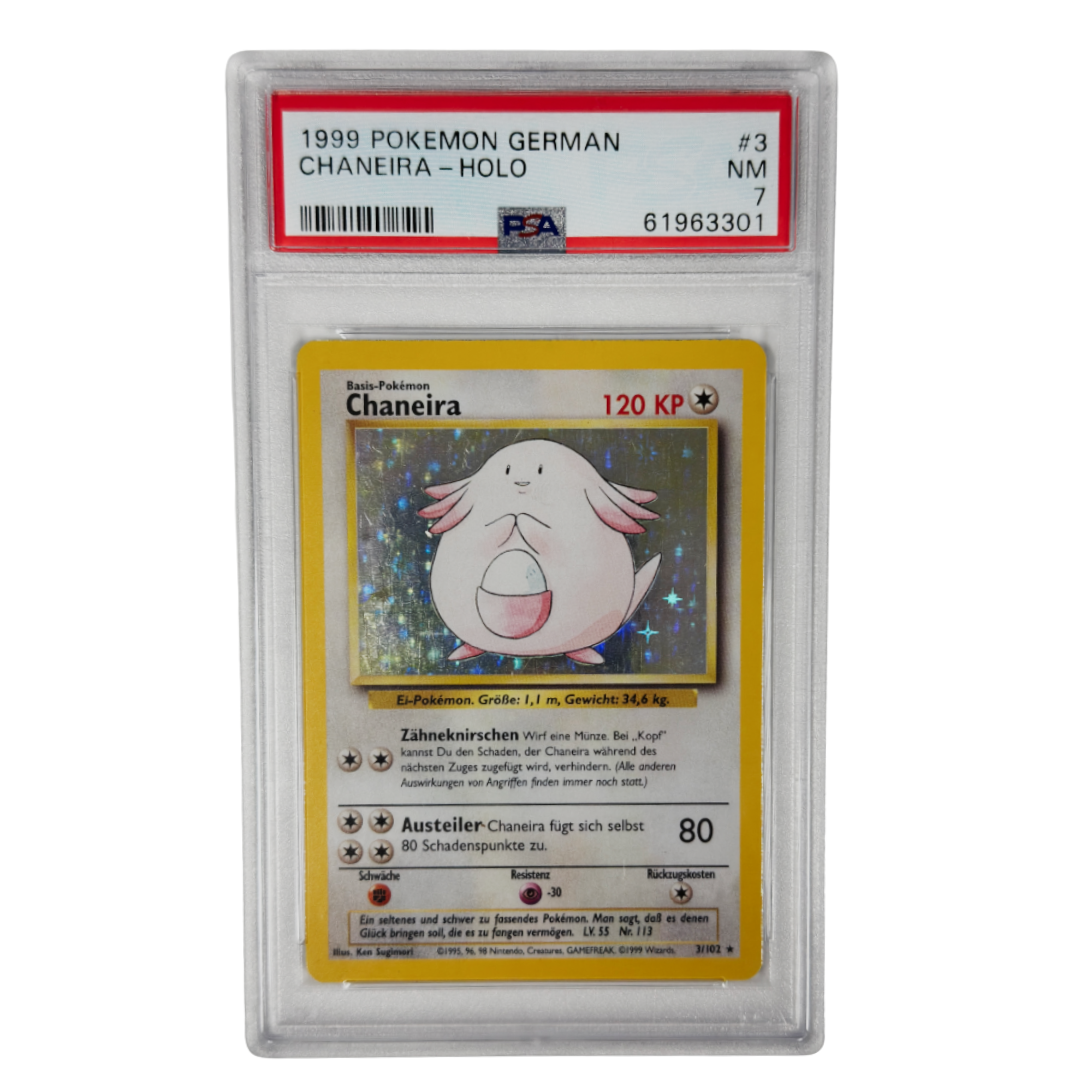 Pokémon - Leveinard Holographique #3/102 Set de Base (1999) Allemand – PSA 7 NM