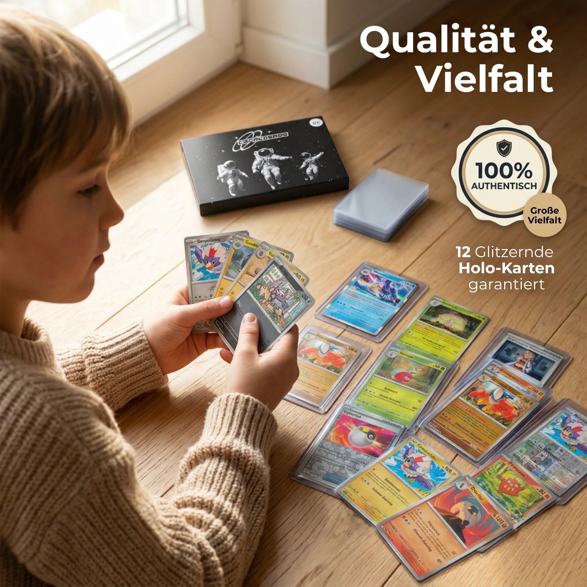Pokémon Card Set German – 100 cards incl. 12 Holo + 100 Card Sleeves