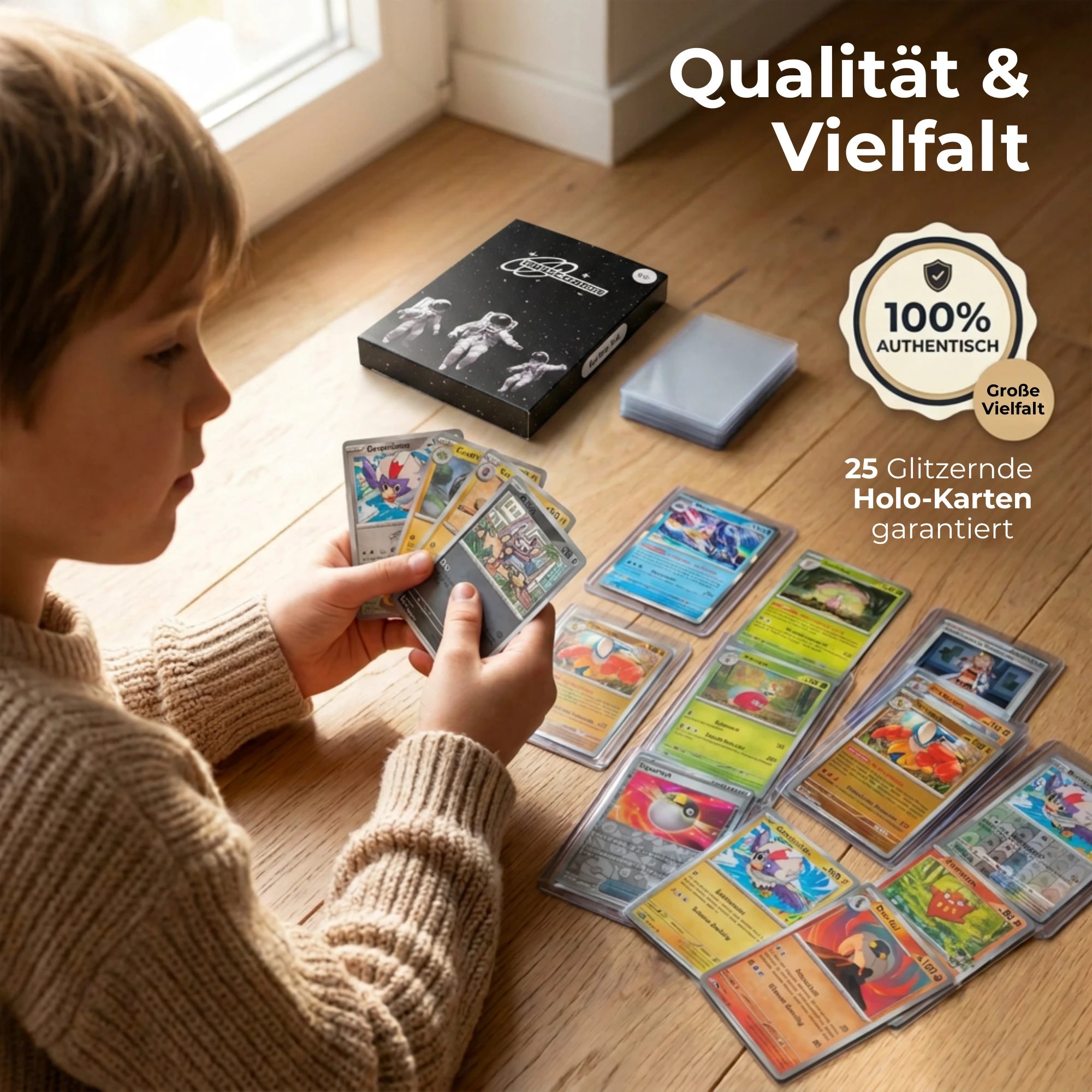 Set de cartes Pokémon Anglais – 200 cartes dont 25 Holo + 100 Protège cartes