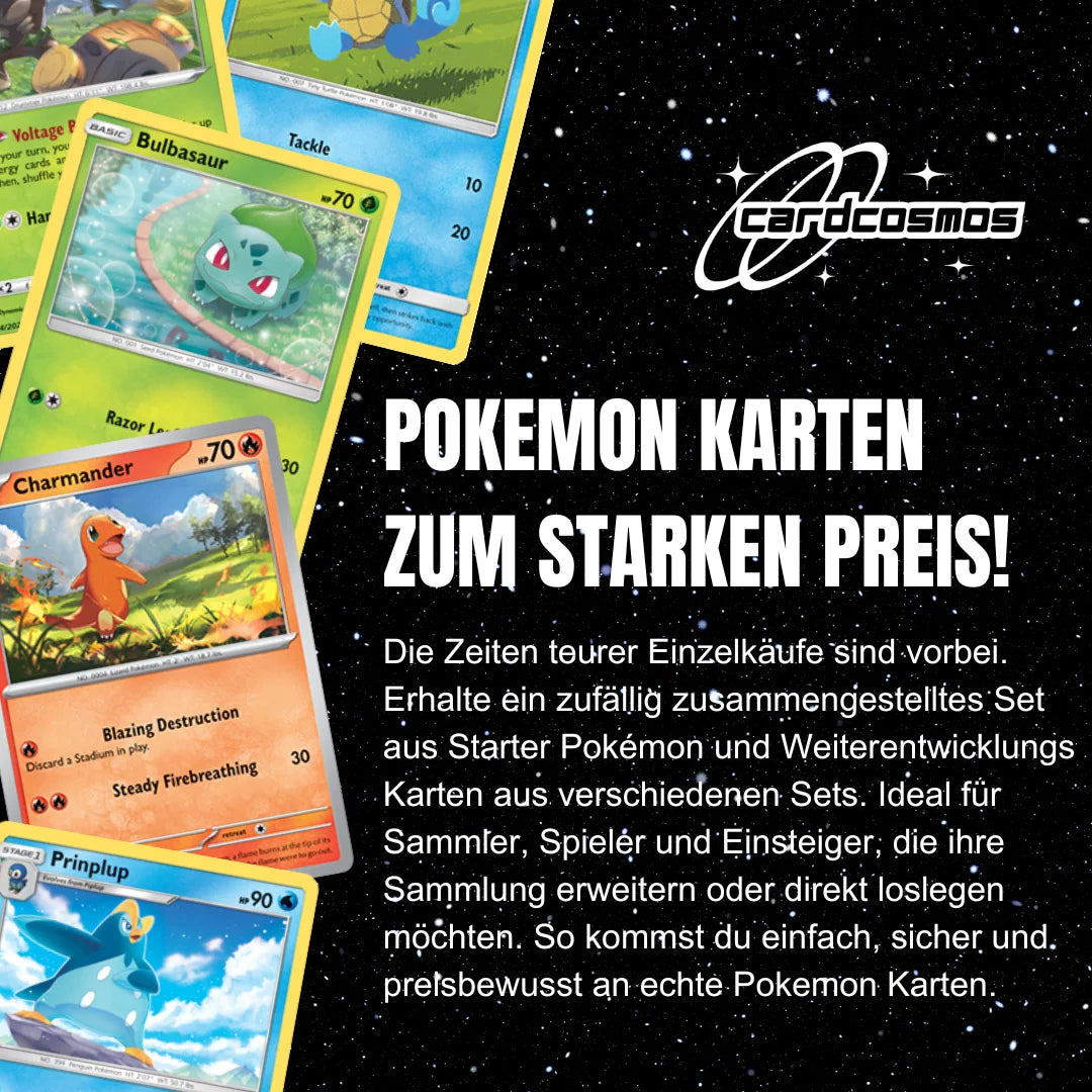 Set de cartes Pokémon Anglais – 20 cartes Pokémon de départ & évolutions – Assemblage aléatoire
