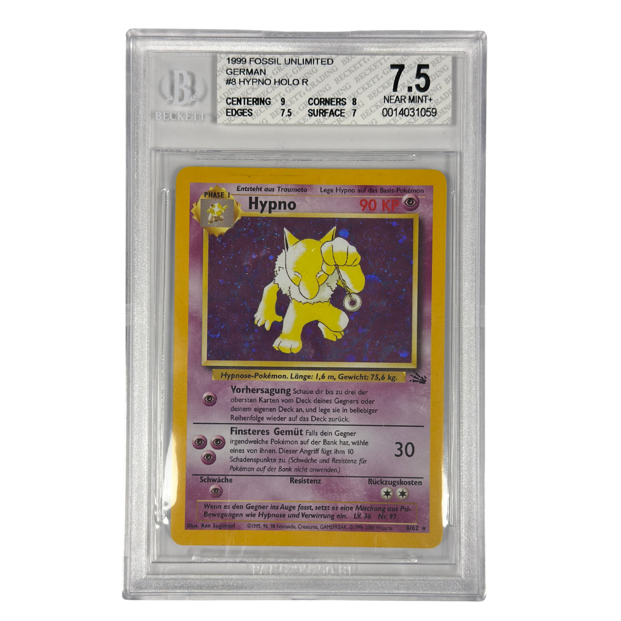 Pokémon - Hypnomade Holographique #8/62 (Set de Base 2) – BGS 7.5 Near Mint+