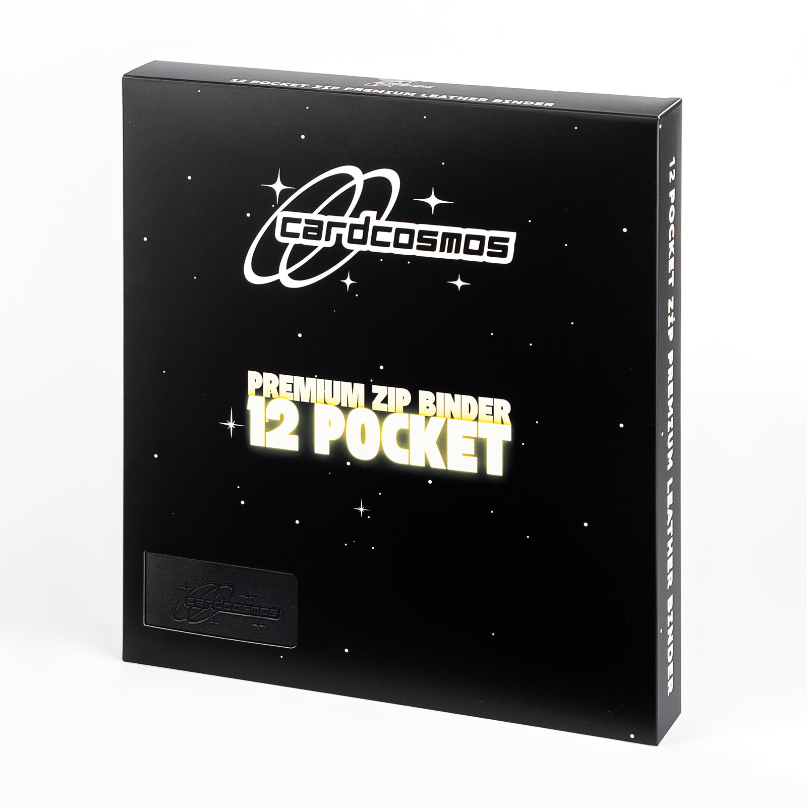 cardcosmos - Classeur zippé 12 pochettes Classeur premium en cuir - Noir