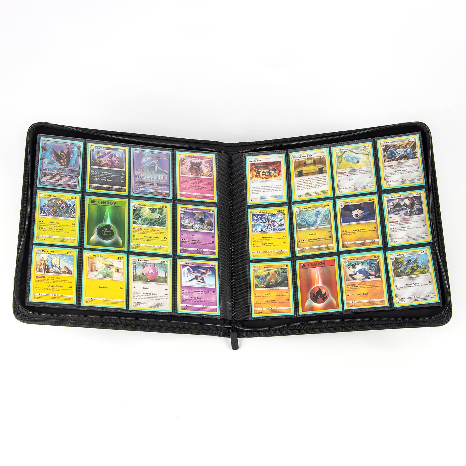 cardcosmos - Classeur zippé 12 pochettes Classeur premium en cuir - Noir