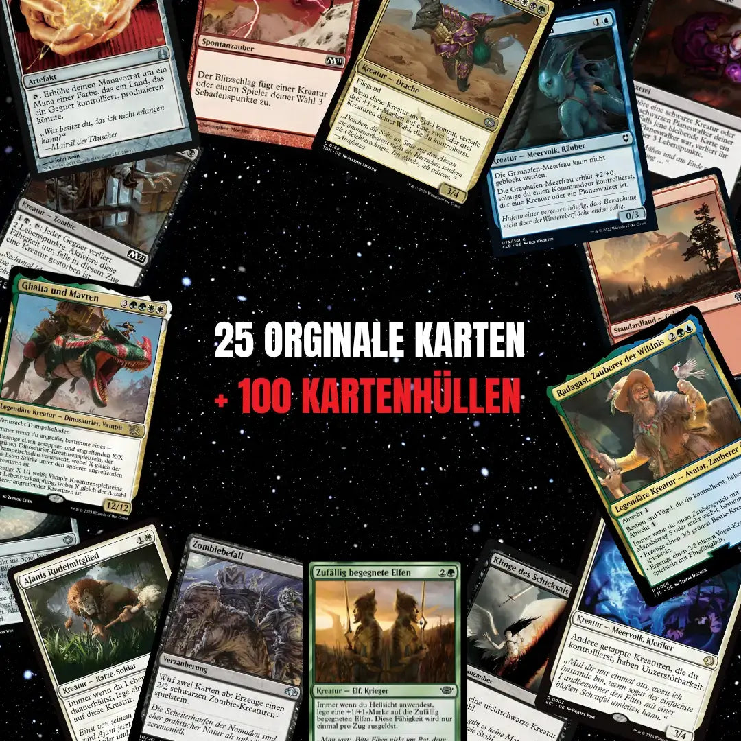 Magic: The Gathering Set de cartes Allemand – 25 cartes incl. 2 Rares + 100 Protège cartes