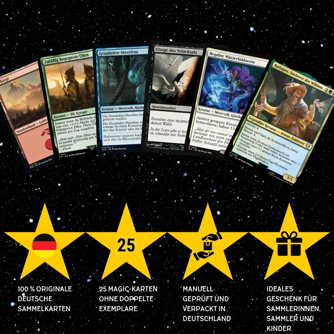 Magic: The Gathering Set de cartes Allemand – 25 cartes incl. 2 Rares + 100 Protège cartes