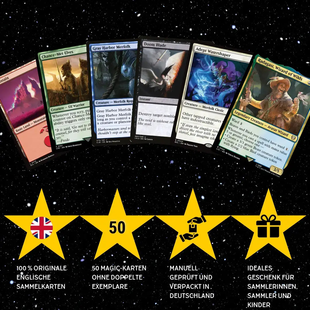 Magic: The Gathering Set de cartes Anglais – 50 cartes incl. 4 Rares & 1 Foil + 100 Protège cartes