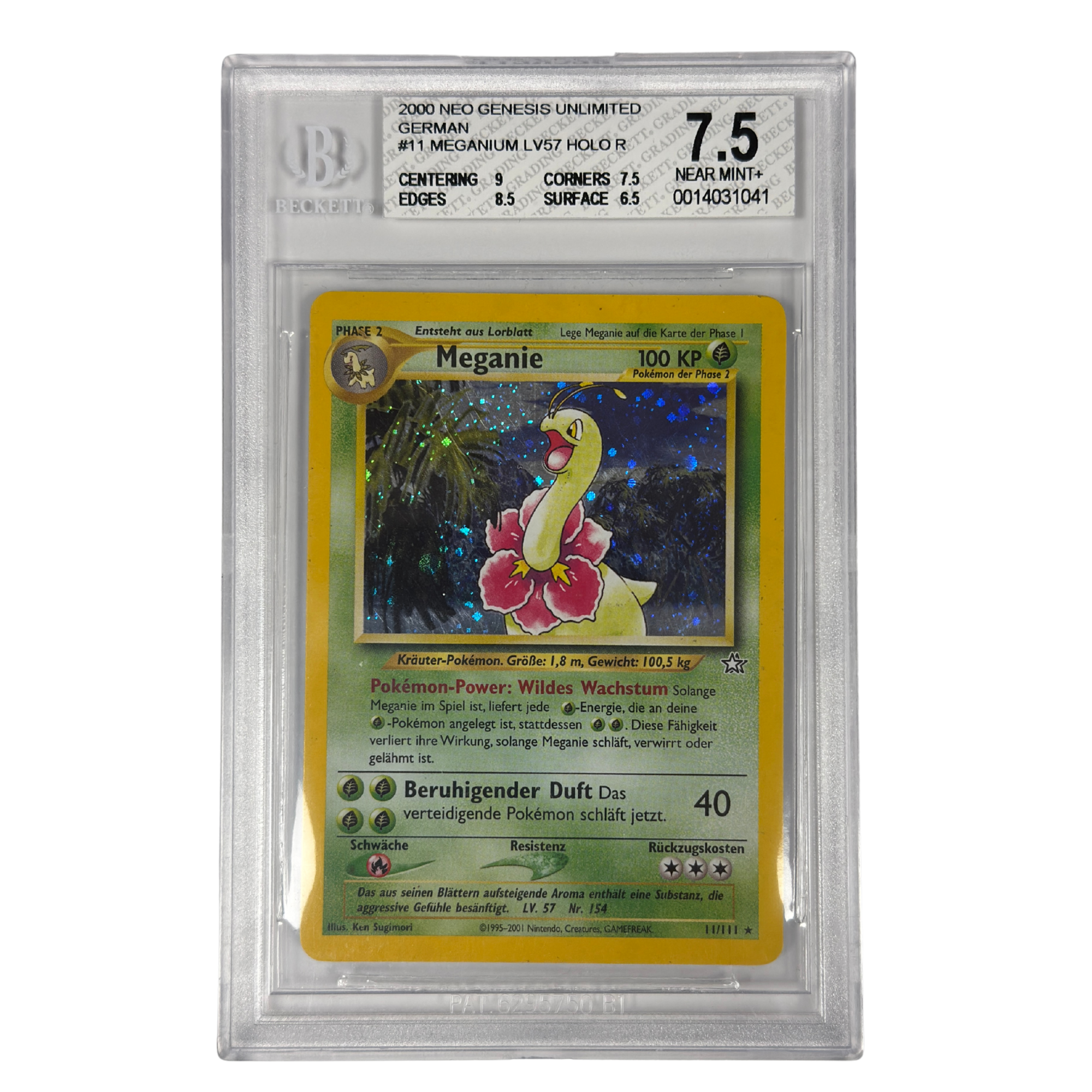 Pokémon - Meganie Holo #11/111 (Neo Genesis Unlimited) – BGS 7.5 Near Mint+