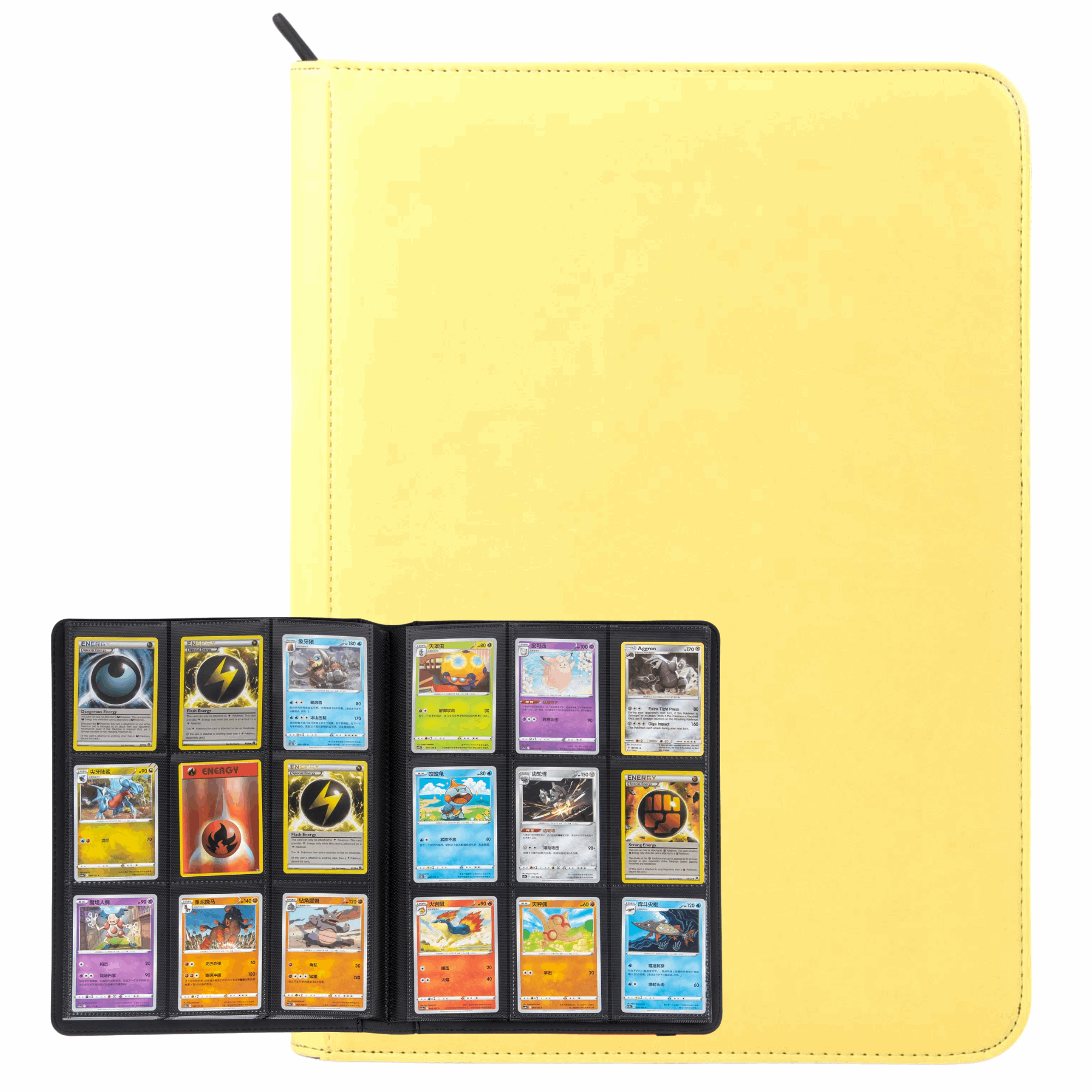 cardcosmos - 9 Pocket Zip Premium Leather Binder - Gelb