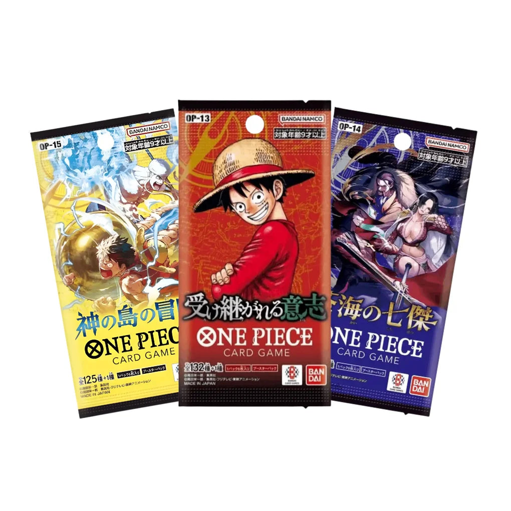 One Piece Card Game Set Mystère de boosters japonais – 3 packs aléatoires différents
