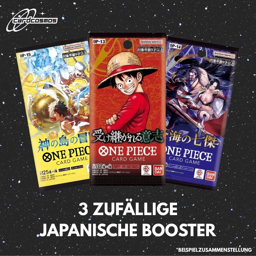 One Piece Card Game Set Mystère de boosters japonais – 3 packs aléatoires différents