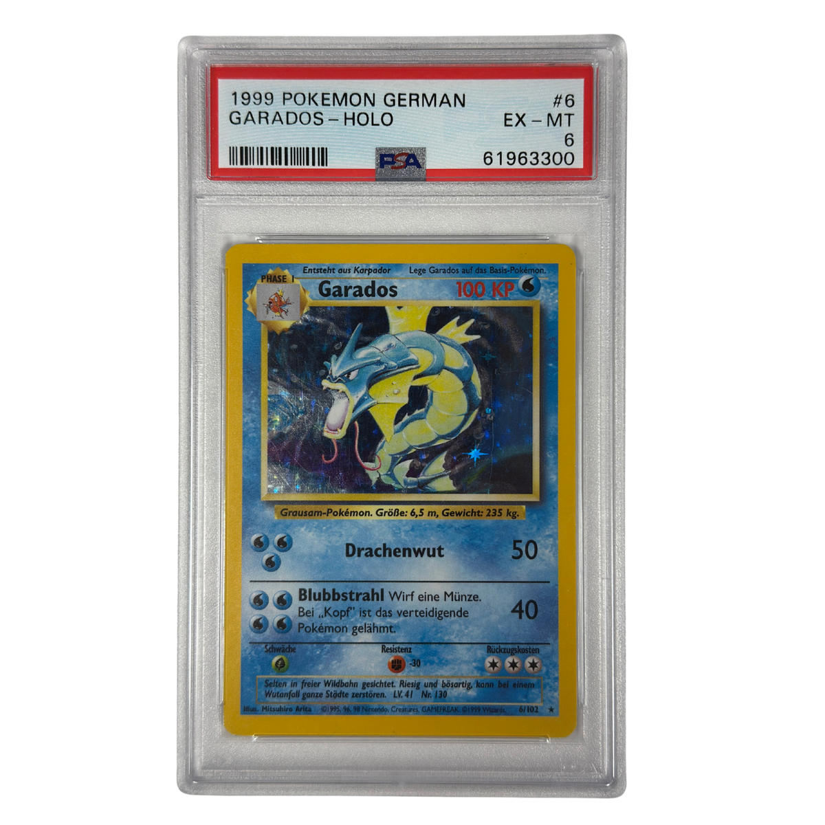 Pokémon - Garados Holo #6/102 Base Set (1999) Deutsch – PSA 6 EX-MT