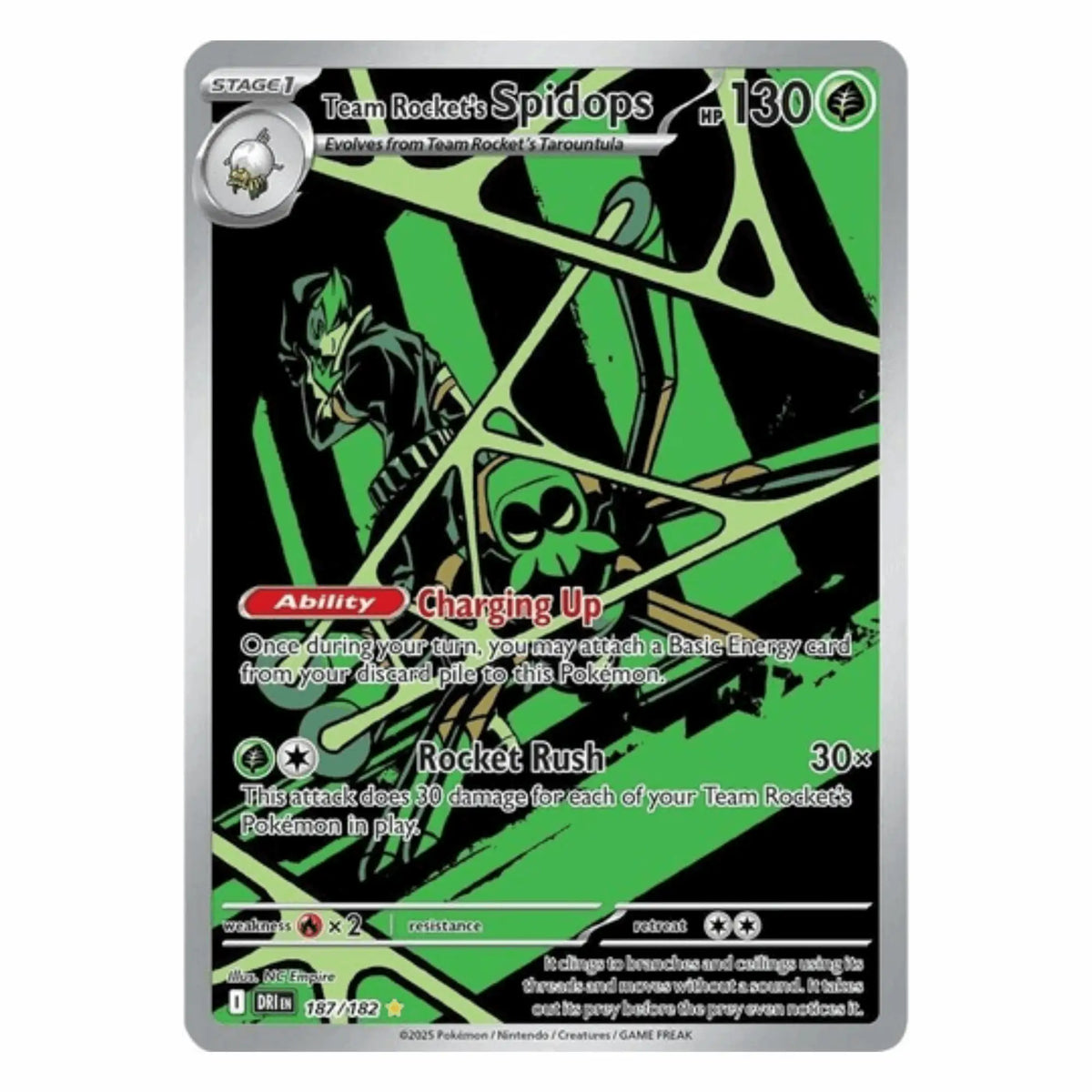 Pokémon - Team Rocket’s Spidops IR #187 (Destined Rivals) – BGS 9 Mint