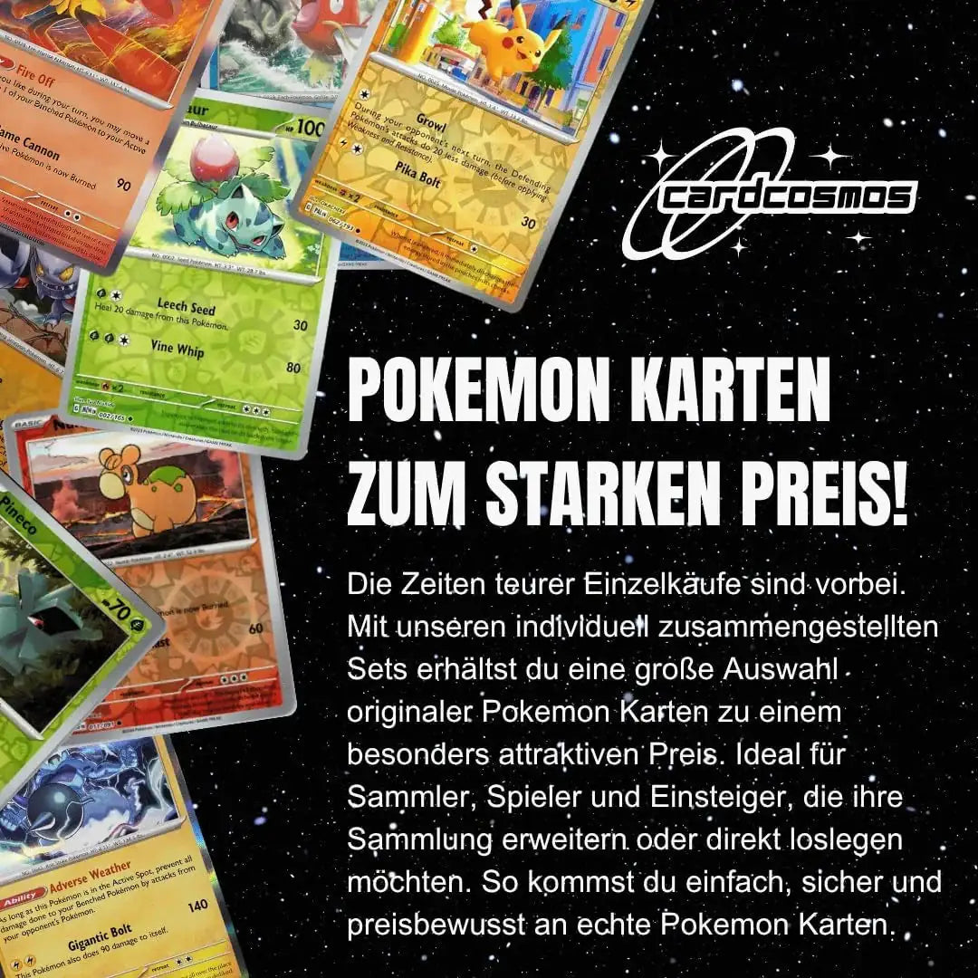 Pokémon Holo Karten Set Englisch – 20 Holo & Reverse Holo Karten + 100 Kartenhüllen