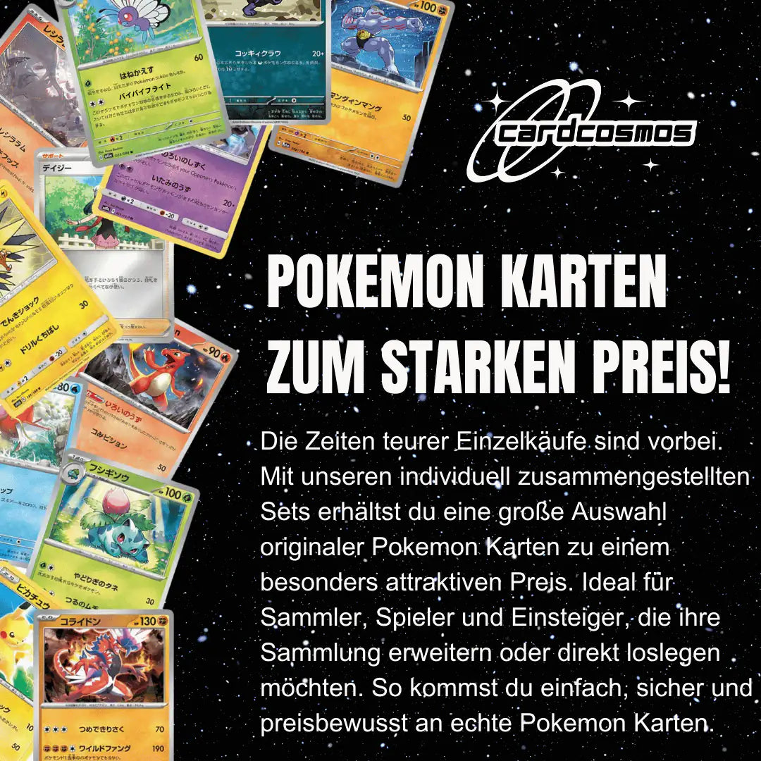 Pokémon Karten Set Japanisch – 50 Karten inkl. 6 Holo + 100 Kartenhüllen