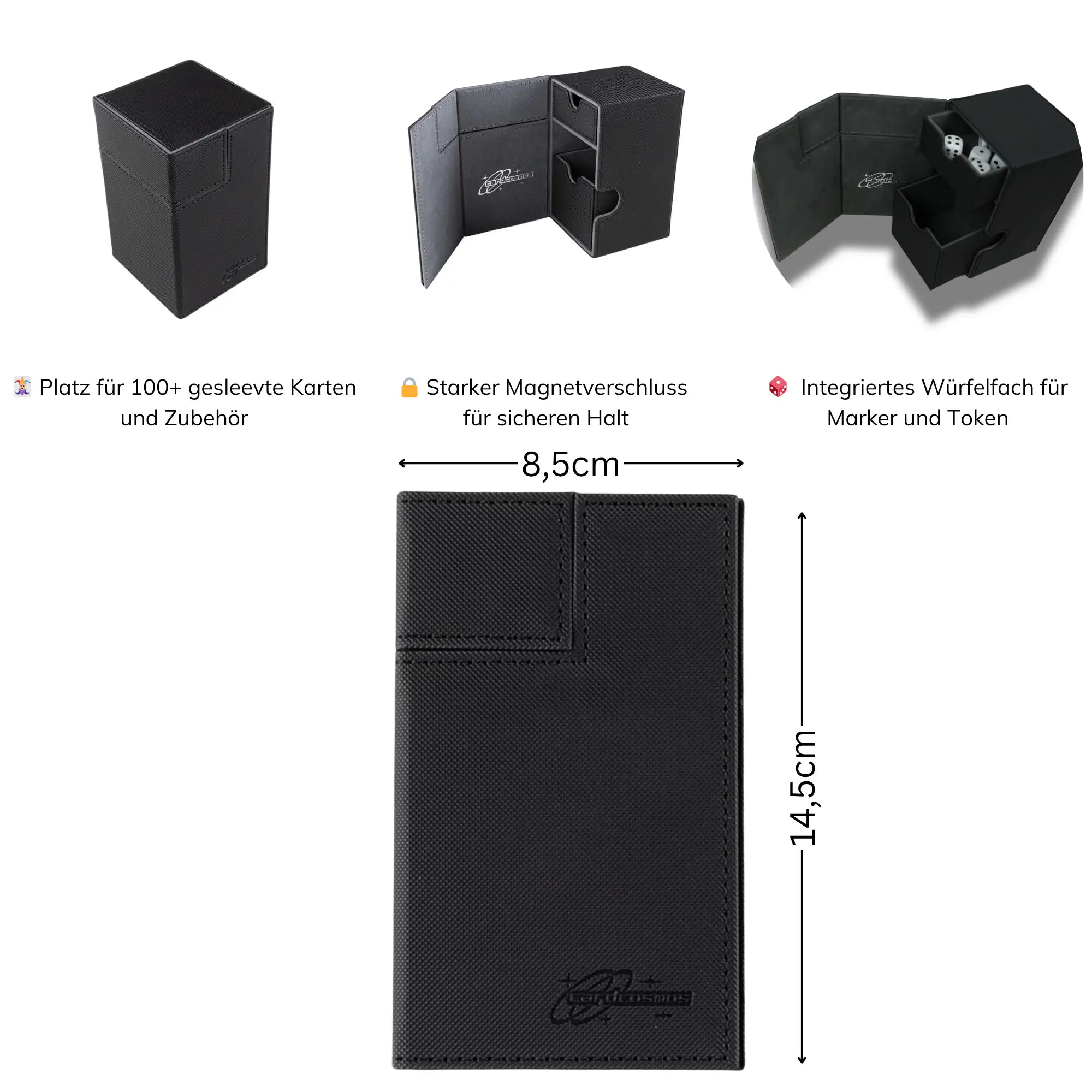 cardcosmos - 100+ Premium Deck Box with Dice Tray