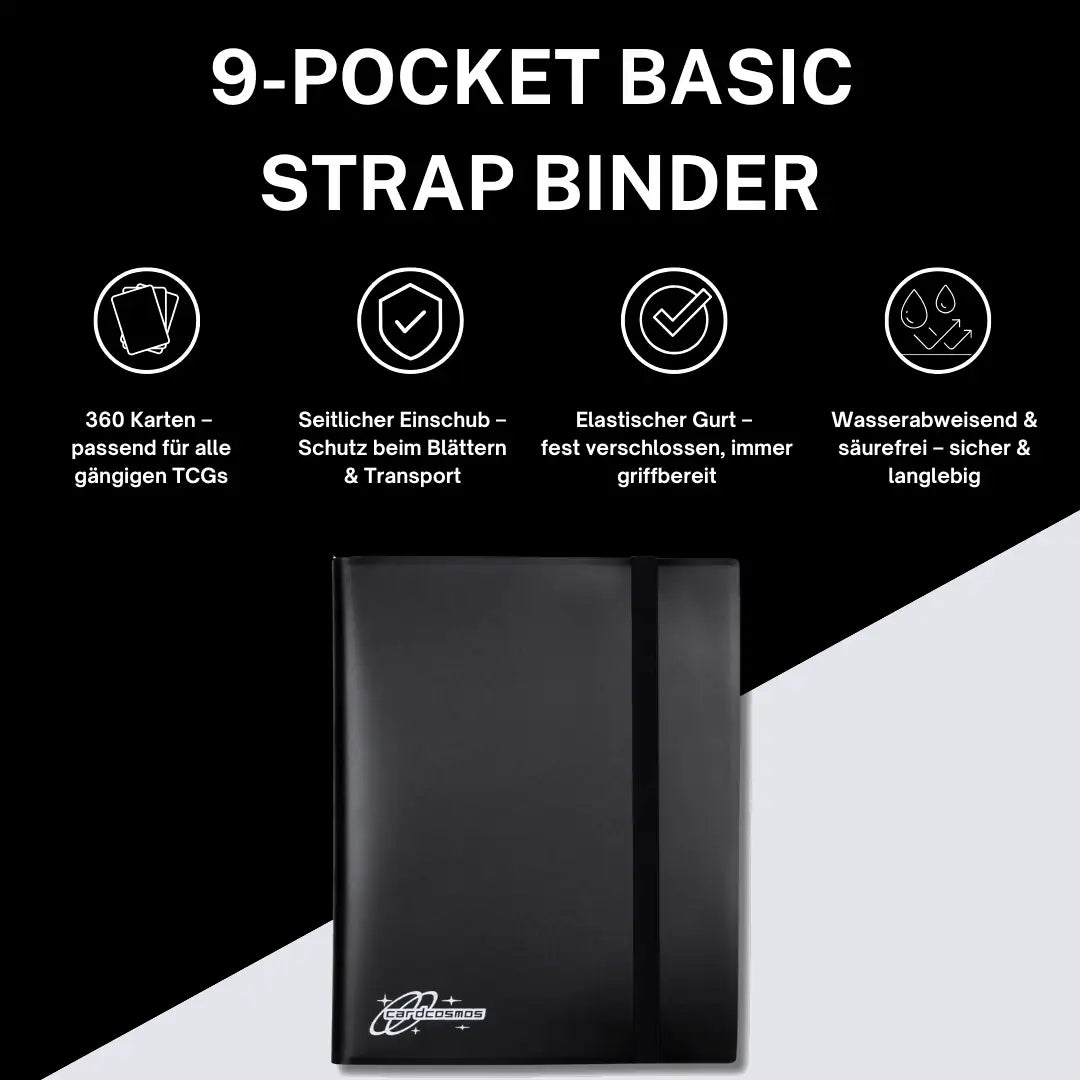cardcosmos - 9 Pocket Basic Strap Binder - Schwarz