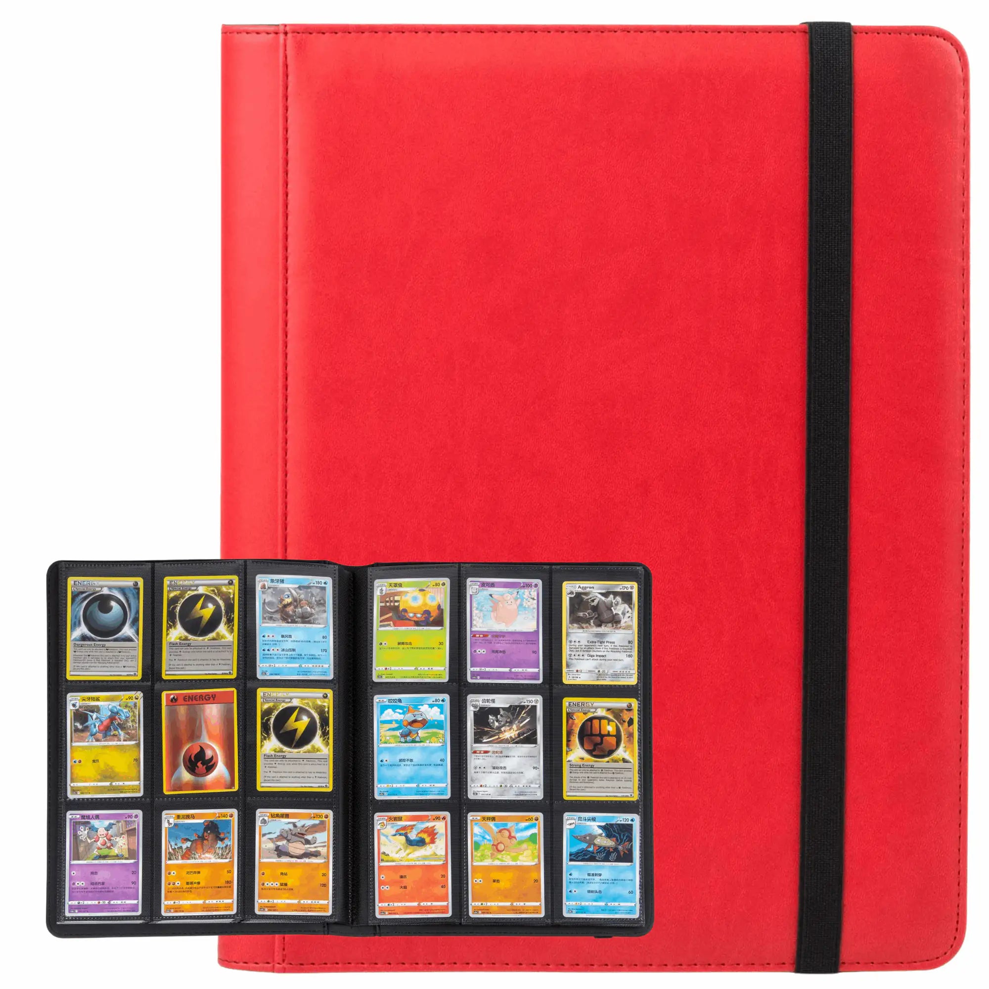 cardcosmos - 9 Pocket Strap Premium Leather Binder - Rot