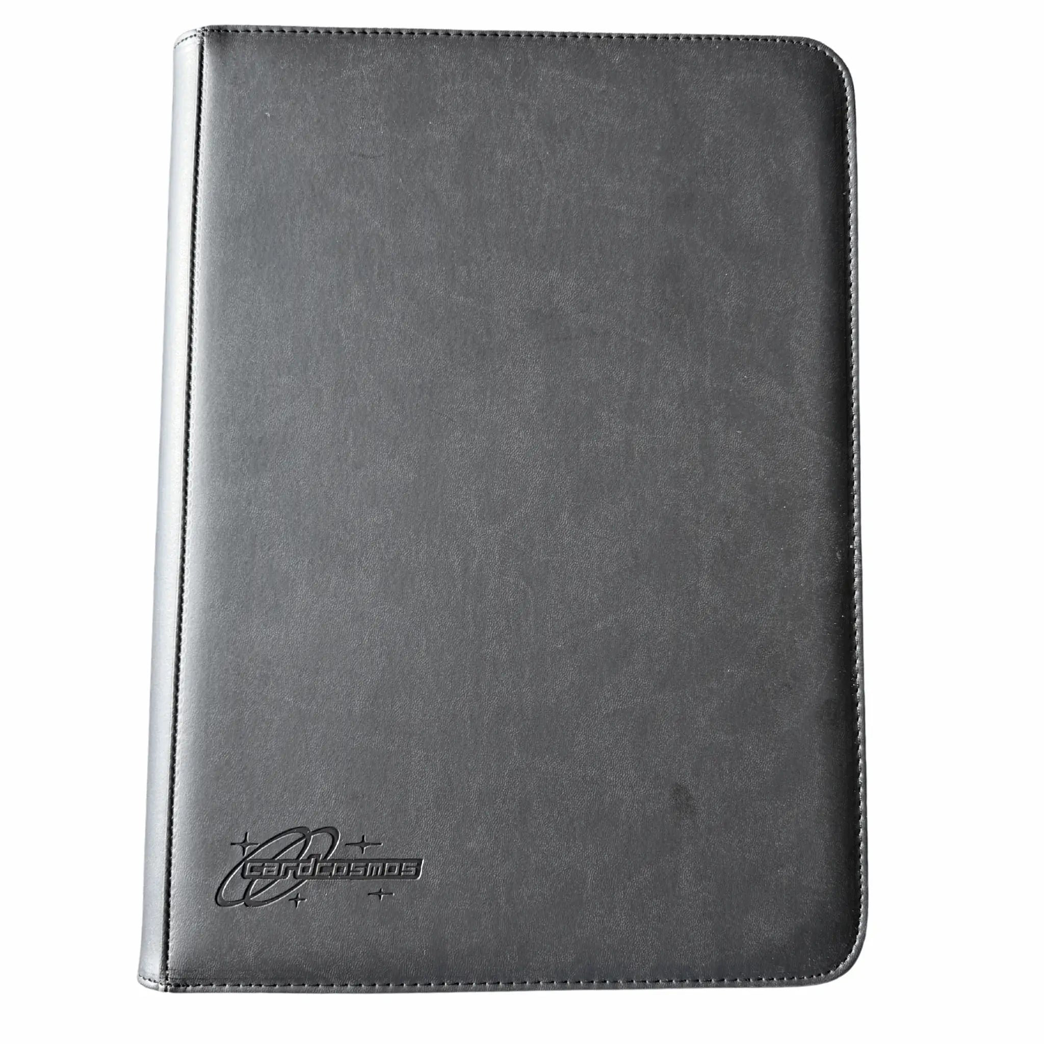 cardcosmos - 9 Pocket Zip Premium Leather Binder - Schwarz/Schwarz
